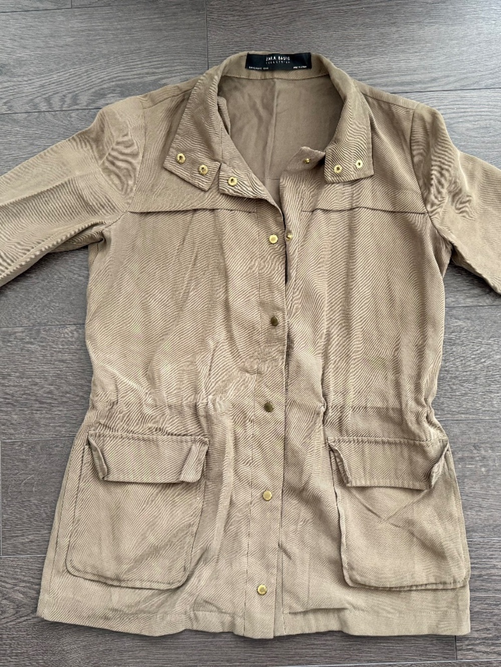 Zara green cinch jacket 3/4 sleeve size XS